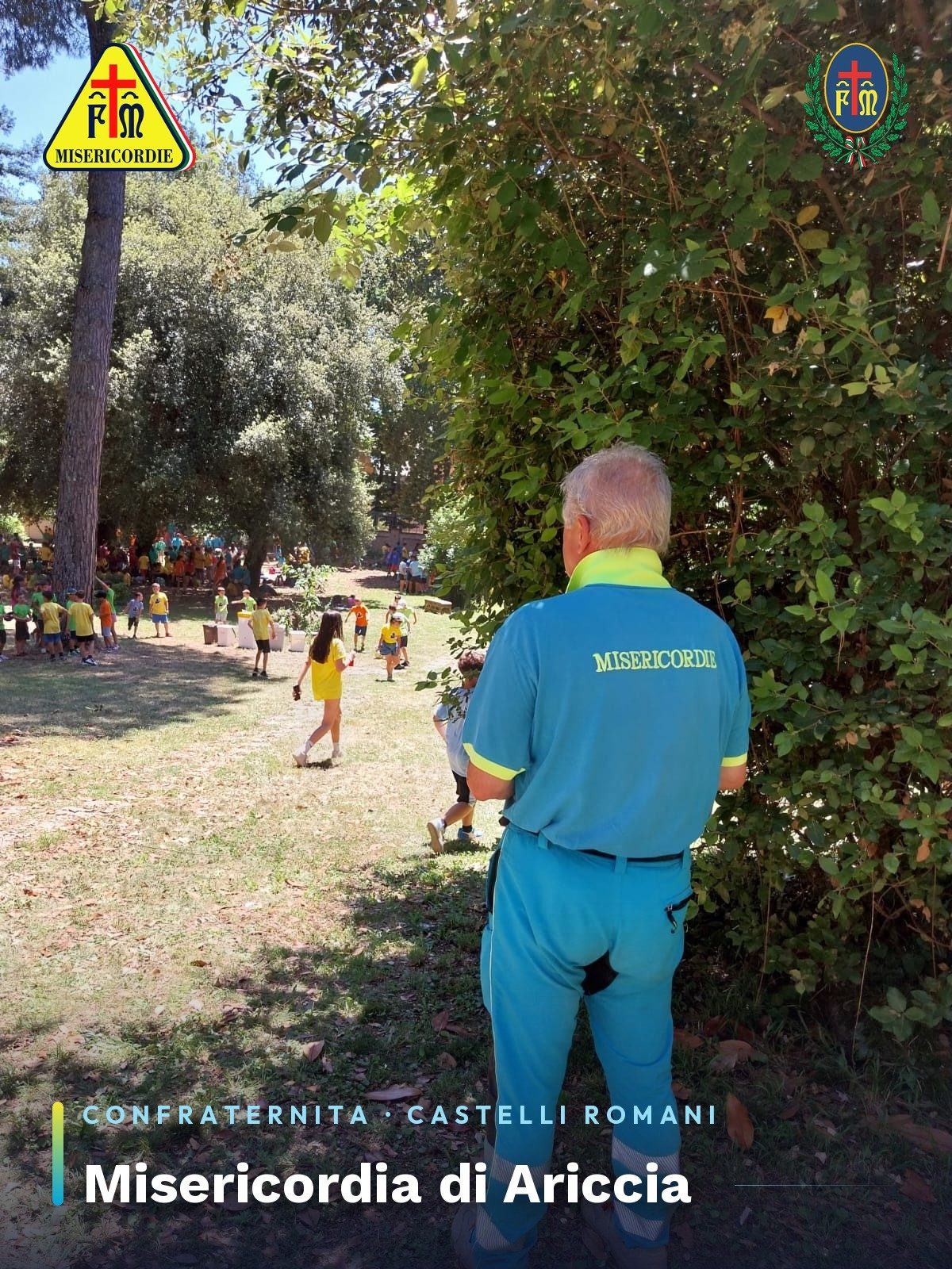 Volontari della Misericordia di Ariccia con le famiglie a un evento