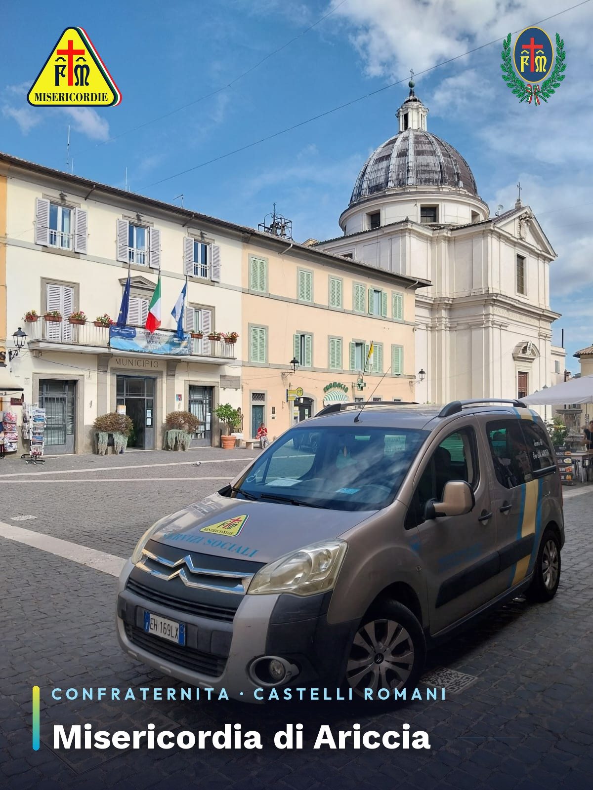 Mezzo dei servizi sociali nel centro di Ariccia