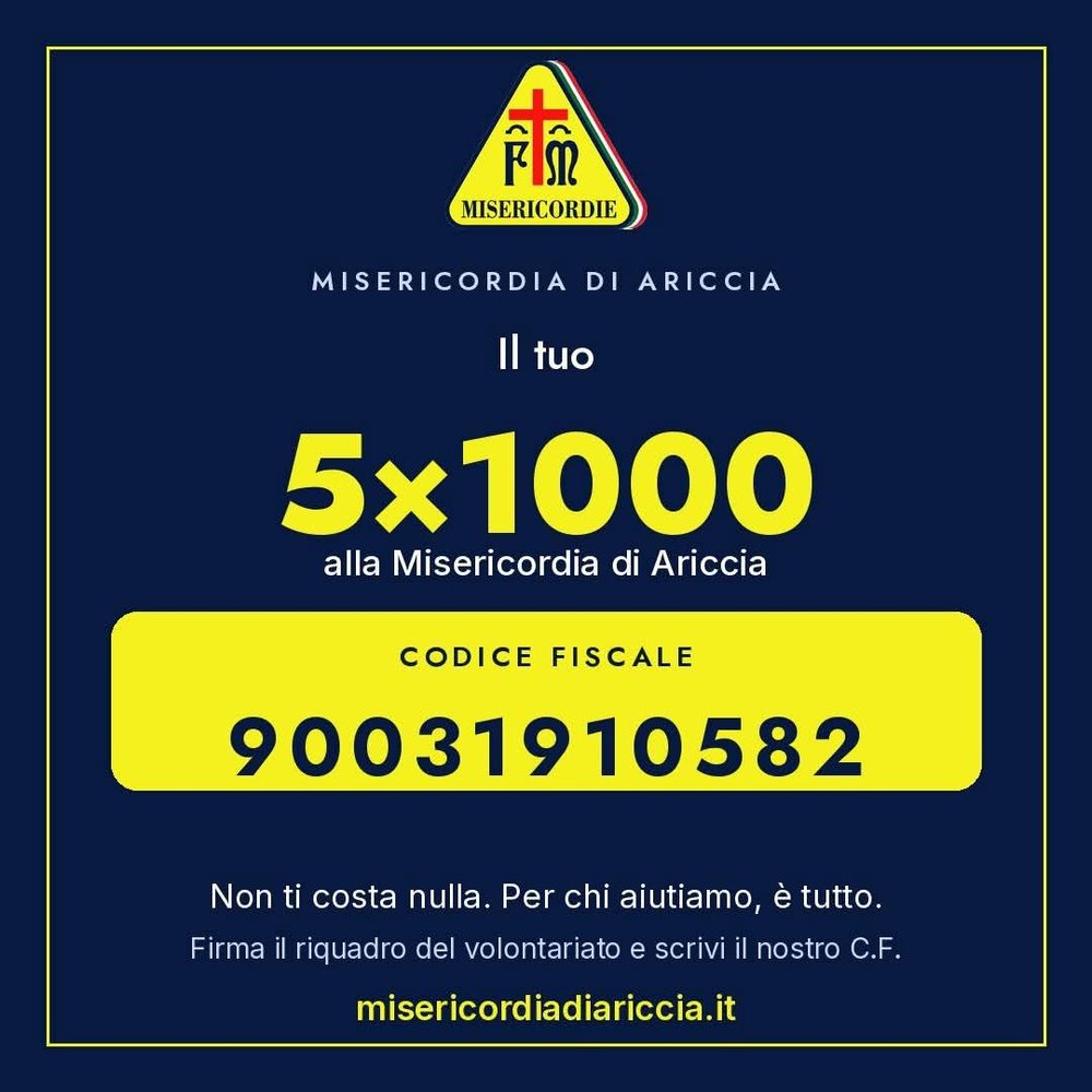 Il tuo 5x1000 alla Misericordia di Ariccia — codice fiscale 90031910582