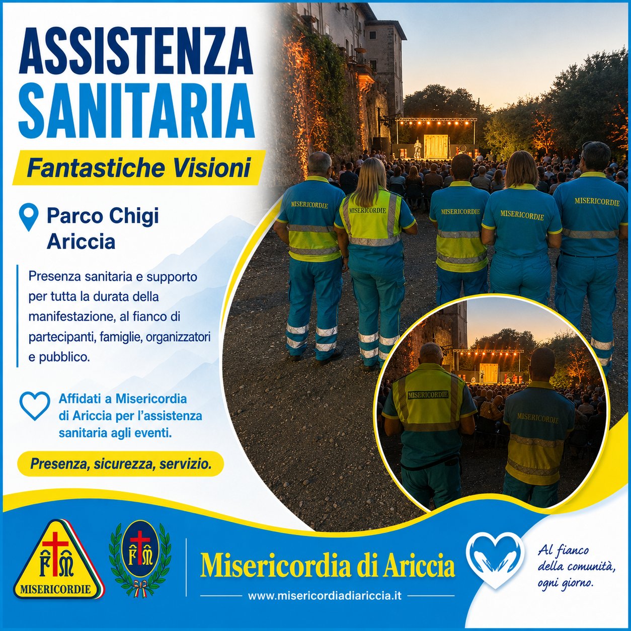 Assistenza sanitaria della Misericordia di Ariccia alla manifestazione Fantastiche Visioni, presso il Parco Chigi di Ariccia