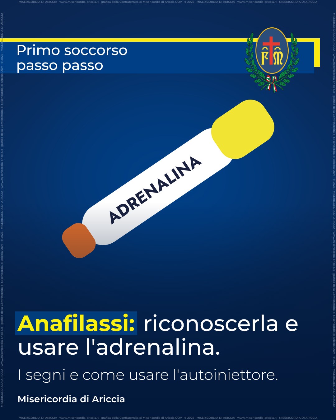 Anafilassi: una scena del video «Primo soccorso passo passo» della Misericordia di Ariccia