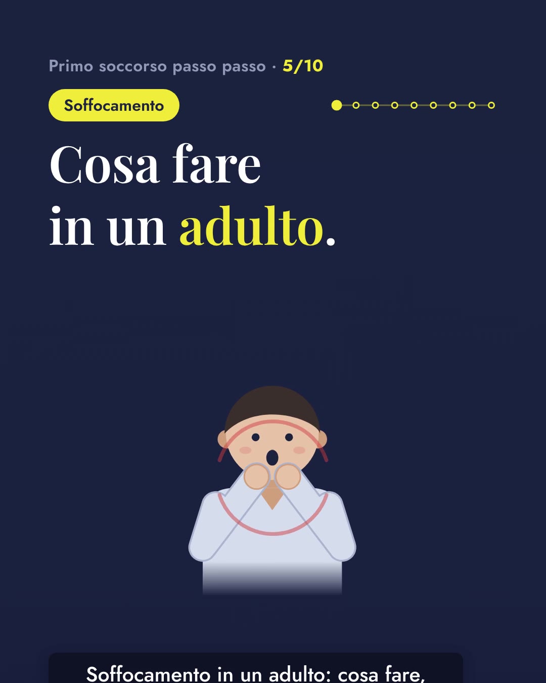 Soffocamento: una scena del video «Primo soccorso passo passo» della Misericordia di Ariccia